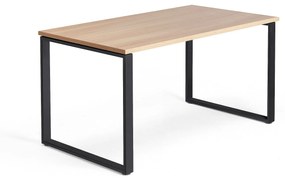 Kancelársky pracovný stôl QBUS, O-rám, 1400x800 mm, dub/čierna
