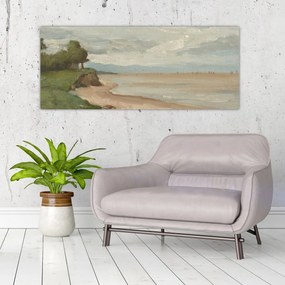 Obraz - Jean-Baptiste-Camille Corot, Beach Near Etretat, reprodukcia (120x50 cm)