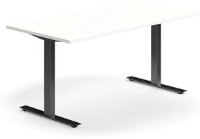 Kancelársky stôl QBUS, rovný, 1600x800 mm, T-rám, čierny rám, biela