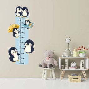 PIPPER. Detský meter - Tučniaci - textilná nálepka na stenu