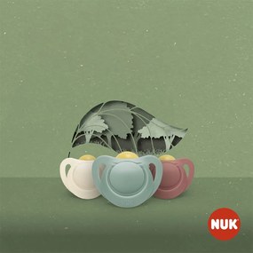 Latexový cumlík NUK For Nature 0-6m 2 ks box zelená, vel. 0-6 m