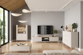 TV stolík Elivo 220 cm na nožičkách - kašmírová / dub olejovaný