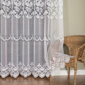 Biela žakarová záclona DOROTA so zaujímavým vzorom  - šité na mieru
