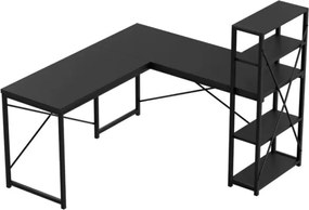 Rohový pracovný stôl s policami Leader 5.9 čierny