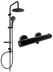 Mexen Erik, sprchový set s dažďovou sprchou a KAI termostatickou sprchovou batériou, čierna matná, 77100205-70
