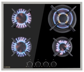 Klarstein Goldflame 4 Prime, plynová varná doska, 4 Messing horáky, sklokeramika