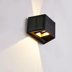 Ecolamp Exteriérové solárne nástenné LED svietidlo Wings1, 1x LED 2w, čierna