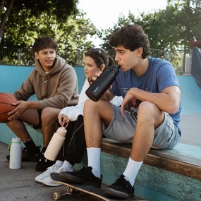 Antikorová termofľaša so slamkou 1 l - čierna