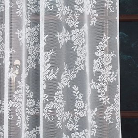 Biela žakárová záclona SOFIA s jemným kvetinovým vzorom  - šité na mieru