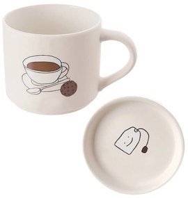 Orion Porcelánový hrnček s viečkom Čaj, 0,45 l