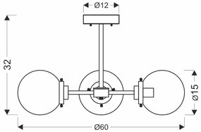 Candellux Čierno-patinové stropné svietidlo Lens pre žiarovku 3x E14 33-01290