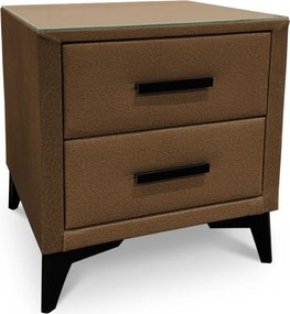 Nočný stolík s 2 zásuvkami Joy, whisky hnedá látka