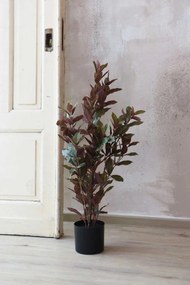 Umelý červený fikus GOMMA, plast, výška 90 cm, zeleno-červená