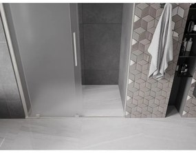Mexen Velar, posuvné sprchové dvere do otvoru 140 cm, 8mm sklo námraza, brúsená oceľ, 871-140-000-31-97