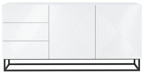 Komoda Asha 167 cm so zásuvkami a kovovým podstavcom - biely lesk