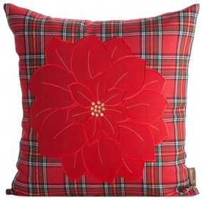 VIANOČNÁ DEKORAČNÁ OBLIEČKA NA VANKÚŠ POINSETTIA 45X45 CM VZOROVANÁ