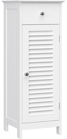 Kúpeľňová skrinka, lamelové dvierka, biela