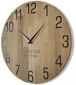 Luxusné drevené hodiny vo farbe dub 30 cm