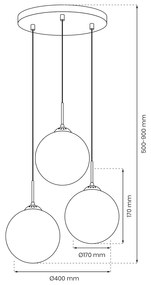 Závesné svietidlo Reflex, 3x grafitové sklenené tienidlo, b/g, o