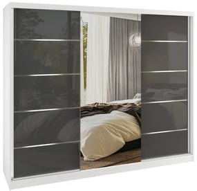 Šatníková skriňa SERENITY 200 cm šedý lesk MTG SERENITY SZP5/0/W/S/0/HIAL