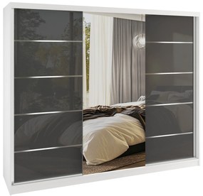 Šatníková skriňa SERENITY 232 cm šedý lesk MGB SERENITY SZP8/0/W/S/0/HIAL