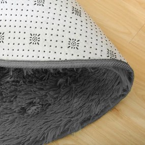 Protišmykový koberec SHAGGY tmavosivý kruh
