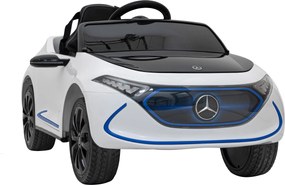 Ramiz Mercedes Benz AMG EQA pre deti Biela + Diaľkové ovládanie + 5-bodové bezpečnostné pásy + EVA + MP3 displej + LED