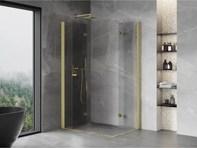 Mexen Mist-F Duo, skladací sprchový kút 85 x 75 cm, číre sklo, zlatý matný profil, 8A6-085L-075P-55-00