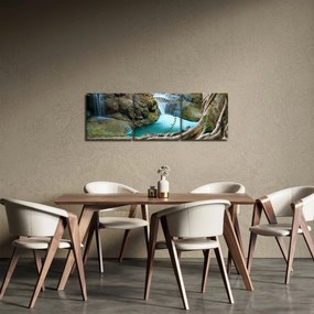 Obraz - Rieka s vodopádmi (s hodinami) (90x30 cm)