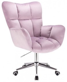 LuxuryForm DESIGN Otočné kreslo AURORA VELUR na striebornej podstave s kolieskami - levanduľa