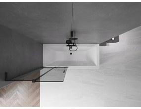 Mexen Velar L, 2-krídlová posuvná vaňová zástena 80 x 150 cm, 8mm šedé sklo, čierna matná, 896-080-003-41-70