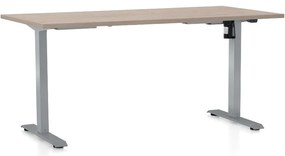 Výškovo nastaviteľný stôl OfficeTech A, 160 x 80 cm, sivá podnož, dub