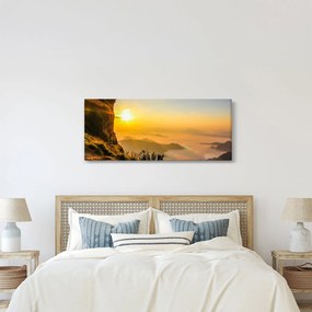 Obraz údolia v rannej hmle (120x50 cm)