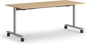 Mobilný stôl MATCH, 180x80 cm, sivá podnož, buk