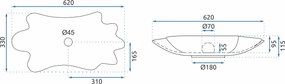 Rea Infinity, umývadlo na dosku 620x330x115 mm + odtoková zátka Click-Clack, biela-zlatá lesklá, REA-U3400