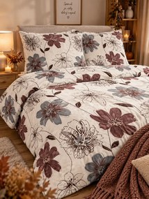 INTERMEDIC SK Posteľná obliečka Mikroplyš Hnedý Kvet 200x220/2x70x90 cm – zapínanie na zips