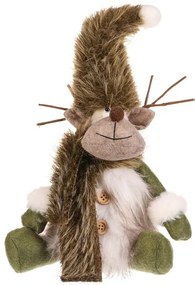 Vianočná dekorácia Sob sediaci, v. 28 cm, zelená/biela