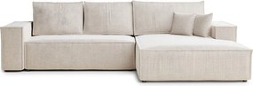 Krémovobiela ženilková rozkladacia/s úložným priestorom rohová pohovka (pravý roh/s leňoškou) Maze – Maison de Rêve