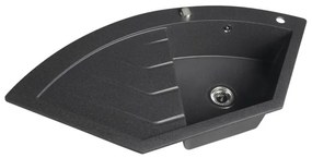 Sapho - Rohový kuchynský drez 114x57,5 cm granit/čierny