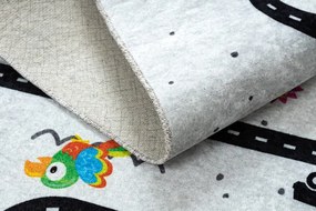 Detský koberec JUNIOR 51490.802 zvieratká / uličky, sivý