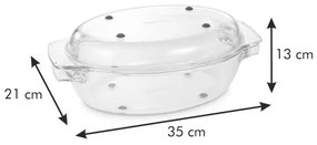 Tescoma Oválny pekáč s poklopom GrandCHEF 35 x 21 cm, sklenený