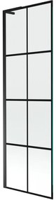 Mexen Next L, 1-krídlová vaňová zástena 60 x 150 cm, 6mm číre sklo-čierny vzor, čierny profil, 895-060-000-03-77-70