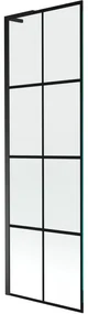 Mexen Next L, 1-krídlová vaňová zástena 60 x 150 cm, 6mm číre sklo-čierny vzor, čierny profil, 895-060-000-03-77-70