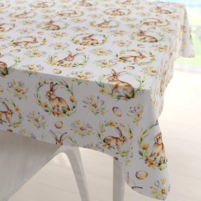 Biante Veľkonočný teflónový štvorcový obrus TF-107 Zajačiky na bielom 80x80 cm