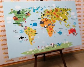 Obraz detská mapa sveta so zvieratkami - 90x60