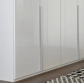Šatníková skriňa New York D, 180 cm, biela / biely lesk
