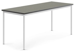 Stôl SONITUS, 1800x700x760 mm, linoleum - tmavošedá, biela
