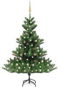 Umelý vianočný stromček jedľa Nordmann LED a gule zelený 150 cm 3077645
