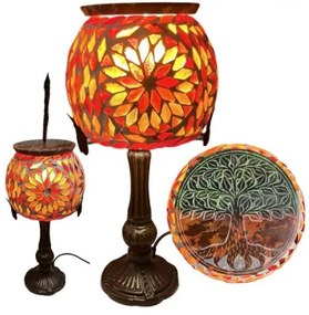 Turecká lampa Tiffany štýl RUBY Branches - burner 37*15