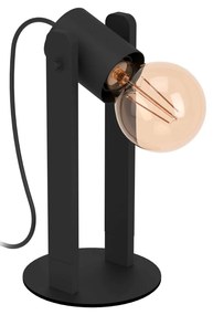 EGLO Vintage stolná lampa PLIMSOLL, 1xE27, 15W, čierna